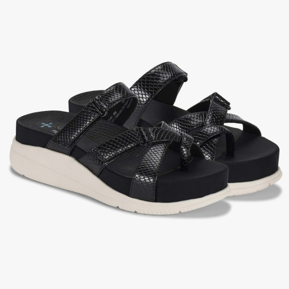 Baretraps Posture Snake Print Selby Slide Sandals, Black, 11 M